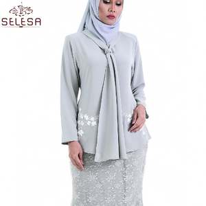 Kemeja Kedua2020ファッションストライプビューティーケバヤ中国ManxunサプライヤーレースフローラルプリントBajuKurungサテン - Product Image 5