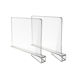Lot de 2 séparateurs d'étagères de placard en plastique acrylique transparent <span class=keywords><strong>Séparateur</strong></span> de rangement pour supermarché Organisateur de <span class=keywords><strong>bibliothèque</strong></span> pour la maison - Product Image 1