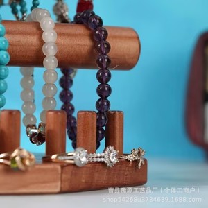 Wooden Jewelry Display Rack 3 Tier Solid Wood Desktop Storage For Bracelets <b>Necklaces</b> Rings Prayer Beads Organizers - Product Image 5