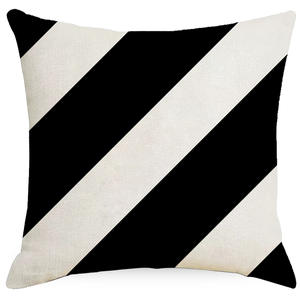 シンプルな北欧モダンなリネン枕カバー黒白幾何学模様プリントリビングルームオフィス寝室の装飾ベッドサイドクッションカバー - Product Image 5
