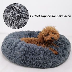 Yangyangpet suave calentamiento felpa tela perro mascota cama barata al por mayor Donut cama con patrón sólido calmante para perros - Product Image 6
