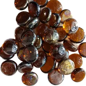 DUNKLE AMBER UND MITTEL AMBER TEMPERED FIRE GLASS BEADS