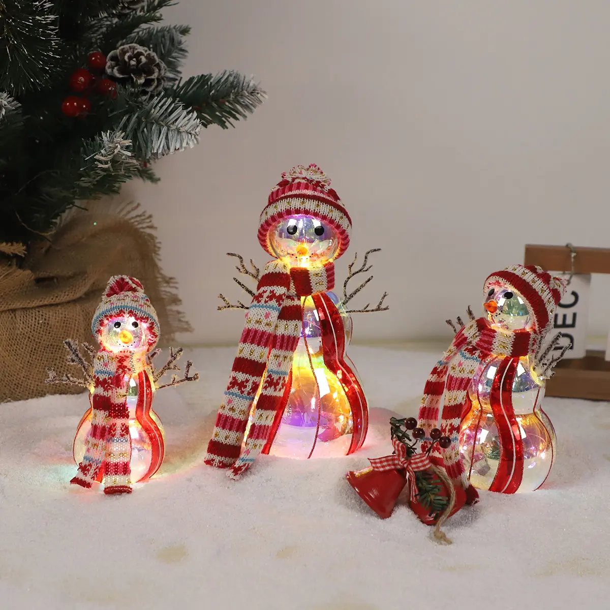 Мини-настольный декор Серебряный ручной выдувной стеклянный блеск блестящий снеговик рождественские украшения детские подарки по индивидуальному заказу