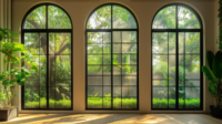 Beigeman, venta al por mayor, diseño moderno, ventana de aluminio con doble acristalamiento, arco redondo de vidrio, ventana abatible superior, ventanas de arco