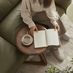 Solid Wood <b>Coffee</b> <b>Table</b> Walnut Round <b>Small</b> Side <b>Table</b> For Living Room Sofa - Product Image 2