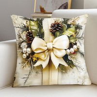 Housse de coussin personnalisée vintage imprimée Père Noël 45x45cm en peluche super douce et lin, vente en gros transfrontalière