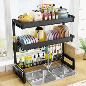 Estante de Almacenamiento para Fregadero de Cocina de Acero Inoxidable, Tamaño L, Escurridor de Platos de Múltiples Niveles con Bandeja, Escurridor de Platos de Secado Rápido para Encimera - Product Image 3