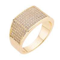 Herren-Schmuck Iced Out 5A-Grad Kubikzirkonia Messing 18K Vergoldet Rhodium-Plattiert Hochzeits-Verlobungsring Geschenk Party