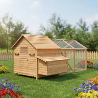 Poulailler en bois de sapin résistant aux rongeurs, grande cage extérieure pour poules avec nichoir verrouillable et parois en maille sécurisées