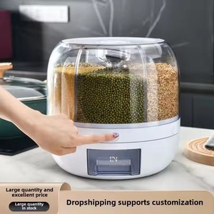 กล่องเก็บธัญพืชแบบหมุนทันสมัย ป้องกันแมลง ป้องกันความชื้น ป้องกันมอด ภาชนะใส่ข้าวสารในครัวเรือน แบบกดใช้งาน - Product Image 5