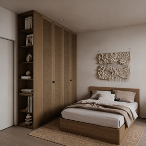 Armario de Dormitorio de Madera con Puerta de Ratán Personalizado BALOM, Gran Capacidad de Almacenamiento, Mueble de Dormitorio Ecológico y Transpirable - Product Image 6