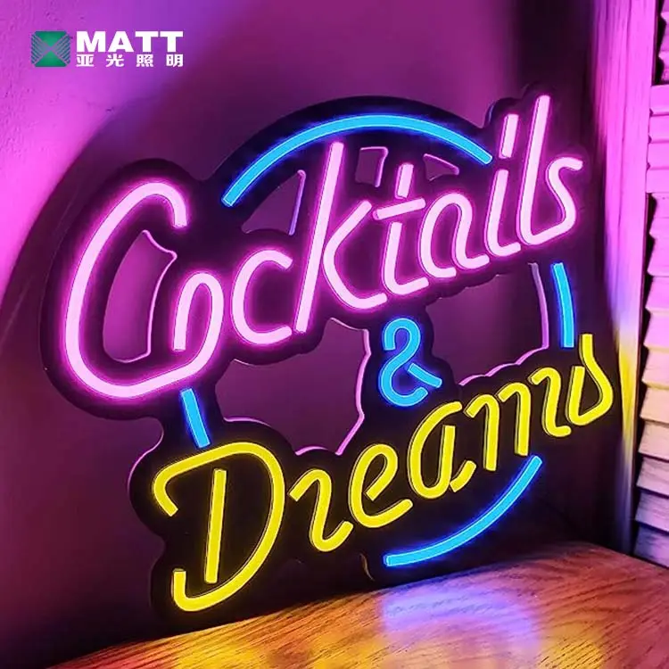 Matt Drop shipping cocktail e sogno LED insegna al Neon Art luci da parete per le finestre delle camere da letto Hotel Pub caffè festa di compleanno di nozze