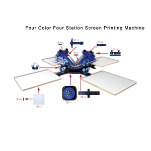 <strong>Hot</strong> Sale 4 Color 4 Station Desktop 22*18inch Screen Printing Machine Manual Mobile Frame Single <strong>Wheel</strong> Tshirt Press - Product Image 6
