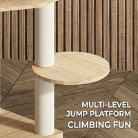Arbre à chat en bois massif avec poteau à gratter en corde, hamac et plateformes multi-niveaux pour grands chats - Emballage carton OEM