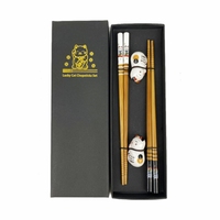 Caja de Regalo con Palillos de Bambú Maneki Neko, Gato de la Suerte de Cerámica, Amuleto de Buena Fortuna, Recuerdo para Bodas y Fiestas, Personalizable