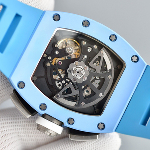 Reloj Mecánico Deportivo de Lujo para Hombre, Edición Limitada 011, Correa de Caucho y Cerámica Azul, Esfera Esqueleto, Cronógrafo - Product Image 3