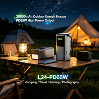 Batterie externe portable en alliage d'aluminium 20 000 mAh avec charge rapide PD 65W, écran numérique TFT et lumière LED, entrée/sortie Type-C
