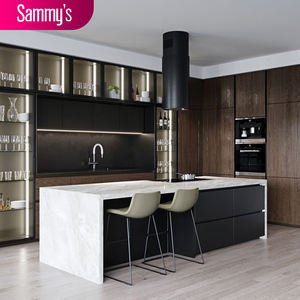 Mobile da Cucina Modulare Moderno Sammy con Rubinetto in Vetro, Lavandino in Melamina, <span class=keywords><strong>Isola</strong></span> Cucina in PVC Bianco per Villa - Product Image 1