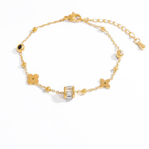 Korean Style Stainless Steel <b>Bracelet</b> 18K Gold Color Four Leaf <b>Clover</b> Pendant Women's Fashion Jewelry Gift - Product Image 5