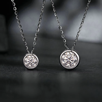 Kalung Moissanite Perak Sterling 925 Berkilau Klasik untuk Wanita, Hadiah Ulang Tahun Pernikahan