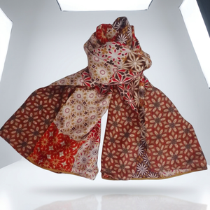 Stylish Double Layer Silk Geometric Pattern Scarf Luxury Long <b>Womens</b> <b>Wrap</b> MAYURI CREATIONS MC-562 - Product Image 3
