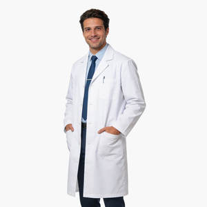Camice da Laboratorio Professionale di Media Lunghezza, Abbigliamento Medico Traspirante con Polsini Dritti, Personalizzazione Logo Disponibile - Product Image 2