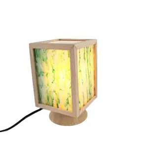 E27 Led Lamp Houten Tafellamp Art Graveren Crafted Acryl Moderne Tafellamp Voor Woonkamer Slaapkamer Decoratie