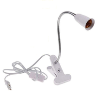 Support de lampe LED à 360 degrés avec col de cygne et pince, douille E27 avec interrupteur marche/arrêt, prise US EU UK pour lampe de table, de bureau, de lecture, chambre à coucher