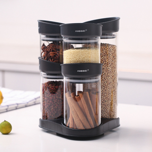 Kitchenware Rotatable Glass Storage Jar Food Storage Container