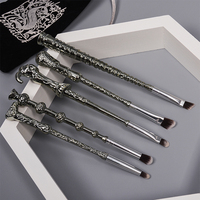 Ensemble de 5 pinceaux de maquillage pour les yeux Dongshen, poils synthétiques, manche en plastique, pour sourcils, fard à paupières, eye-liner, estompage