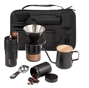 Ensemble de préparation de café portable moderne en acier inoxydable, couleur noire, pour les voyages - Product Image 1