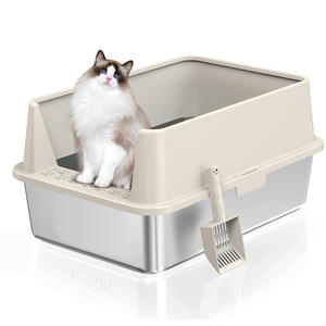 Tepsi koku giderici sıçrama geçirmez tasarım uçucu tuvalet malzemeleri kediler için ekstra büyük paslanmaz çelik kedi kumu - Product Image 3