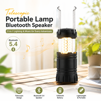 Lanterne LED télescopique innovante avec haut-parleur Bluetooth 2-en-1, lampe de camping extérieure, audio sans fil, lampe portable