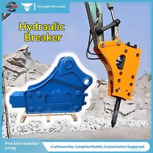 Martillo Hidráulico para Excavadora, Martillo de Perforación de Roca de Alta Frecuencia para Excavación de Túneles Mineros, Cabeza de Martillo de Ángulo Recto para Excavadora - Product Image 1