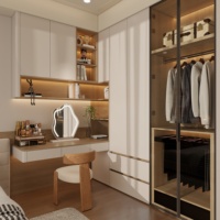 Ensemble de penderie en bois sur mesure Aige, respectueux de l'environnement, style moderne ouvert pour chambre à coucher, armoire de rangement