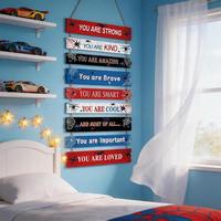 Décoration de salle de jeux pour garçons, art mural de jeu en 9 pièces avec citations inspirantes, panneaux en bois sur le thème des gamers pour la chambre d'enfants