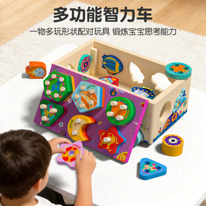 Giocattolo Educativo Montessori in Legno, Carrello Spaziale 4-in-1 con Blocchi per l'Ordinamento delle Forme e l'Impilamento dei Colori, per lo Sviluppo delle Abilità Motorie Fini delle Bambine - Product Image 5