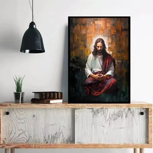 Abstracto cristiano religioso inspiración Art Deco Jesús retrato lienzo póster para sala de estar dormitorio decoración de pared del hogar arte - Product Image 2