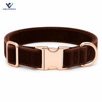 Collier pour chien en velours doux avec boucle en or rose et anneau en D, collier pour animaux de compagnie en peluche réglable pour chiens de petite, moyenne et grande taille, collier pour chiot