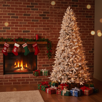 Sapin de Noël artificiel floqué de haute qualité, écologique, avec lumières LED, finition givrée, plusieurs tailles disponibles pour les fêtes
