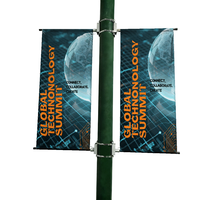 Drapeau rectangulaire double face pour lampadaire, promotionnel, personnalisé, impression par transfert thermique, écologique, en polyester tricoté, pour poteau lumineux