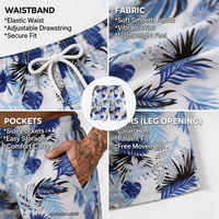 Shorts de bain imprimés intégralement, conception OEM, séchage rapide, extensibles dans 4 directions, taille mi-haute, pour hommes, été, surf, vente en gros