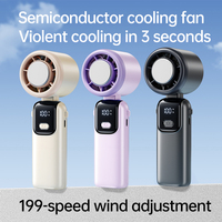 Nouveau ventilateur de refroidissement portable à main, 199 vitesses, mini-refroidisseur d'air pliable, affichage LED, ventilateur turbo rechargeable, matériau ABS+PC