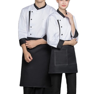 Veste de manteau uniforme de chef professionnel de restaurant à manches longues unisexe blanc - Product Image 1
