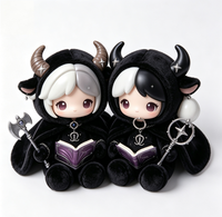 Figurines Magiques Jumelles du Zodiaque Gemini Personnalisées OEM en PVC et ABS avec Cape en Peluche Douce et Moelleuse, Boîte Mystère Constellation, Jouet Artistique