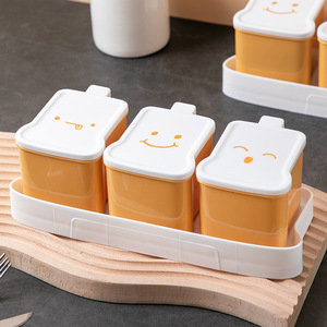 Korean Style Spice Box Set With Spoon Airtight Condiment Container For Kitchen Solid Seasonings M Size Layer Type Plastic Lid - Product Image 1