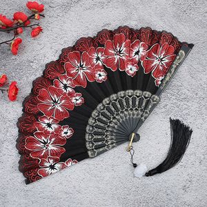 Yüksek kalite yelpaze benzersiz Bachelorette parti hediye çiçek desen el Fan için fotoğraf sahne ile yelpaze püskül