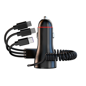 ที่ชาร์จแบตในรถจอแสดงผลดิจิตอล 120W ชาร์จเร็ว 12-24V ที่จุดบุหรี่พร้อมสวิตช์สัมผัสสายเคเบิลสามในหนึ่งเดียว - Product Image 2