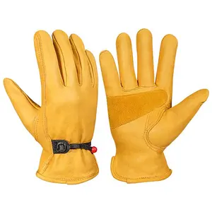 Custom saddle brown premium grain cow leather men's Welding gardening repair operation Safety working gloves
