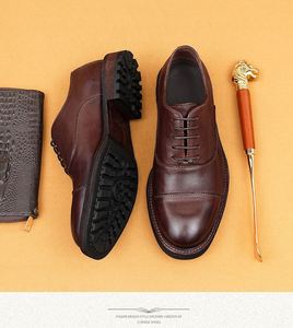 Zapatos Oxford de Hombre de Cuero Lavado con Cordones, Estilo Vintage, Suela de Goma Hecha a Mano, Construcción Goodyear Welt, Casuales de Negocios, Transpirables y Ligeros - Product Image 4